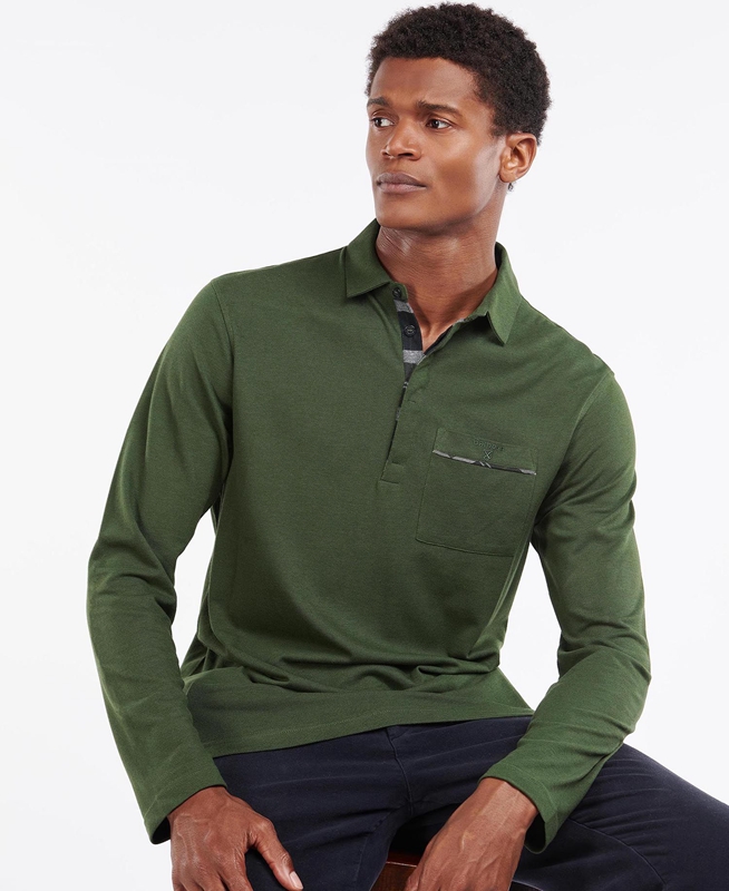 Barbour Adie Long Sleeve Men's Polo shirts Green | 937162-STE
