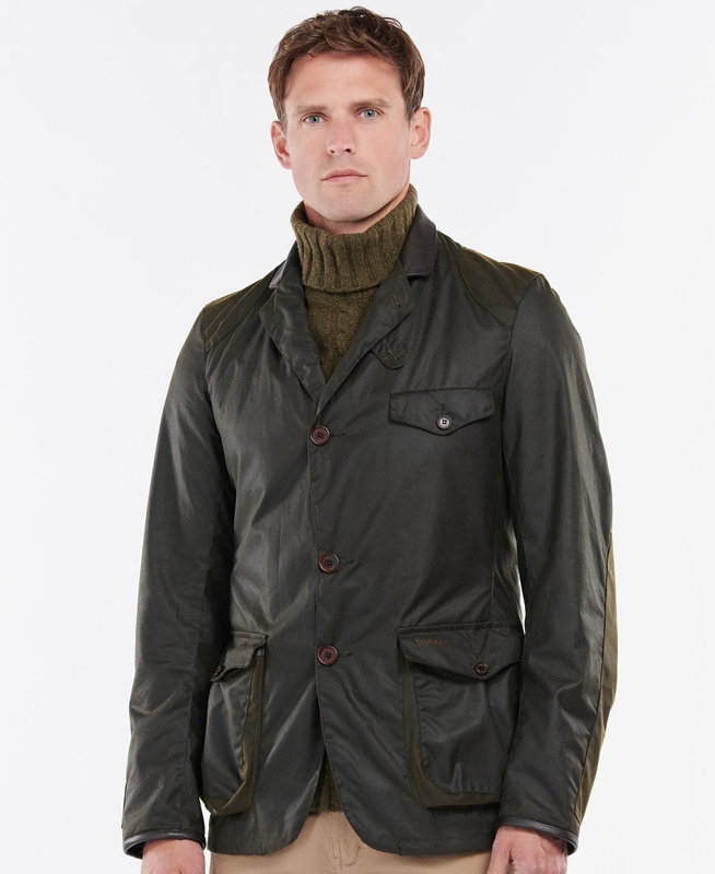 Barbour Beacon Sports Men's Waxed Jackets Olive | 218950-CTY