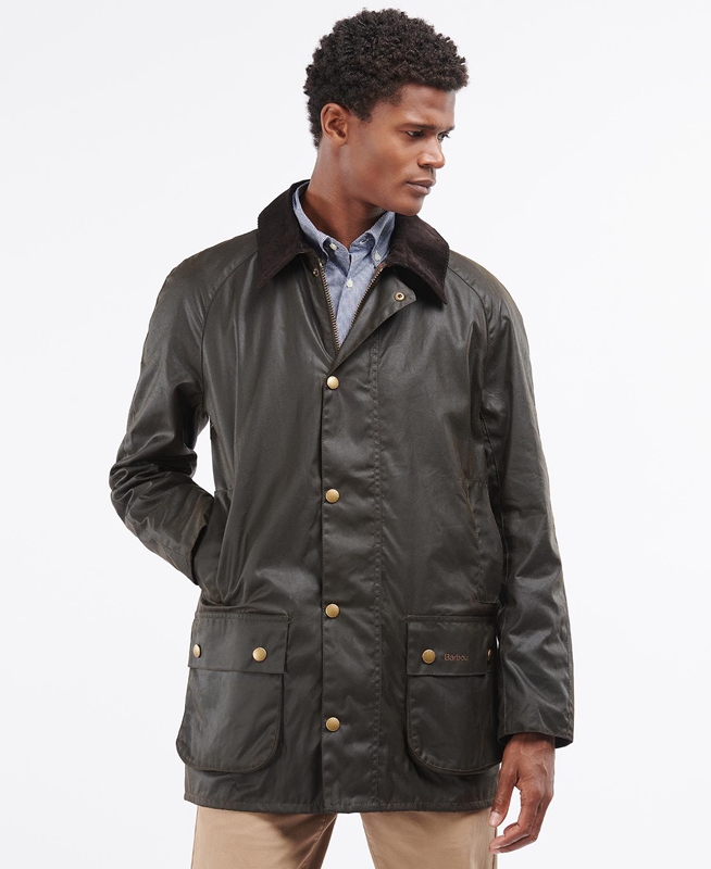 Barbour Beausby Men's Waxed Jackets Olive | 968051-ISX