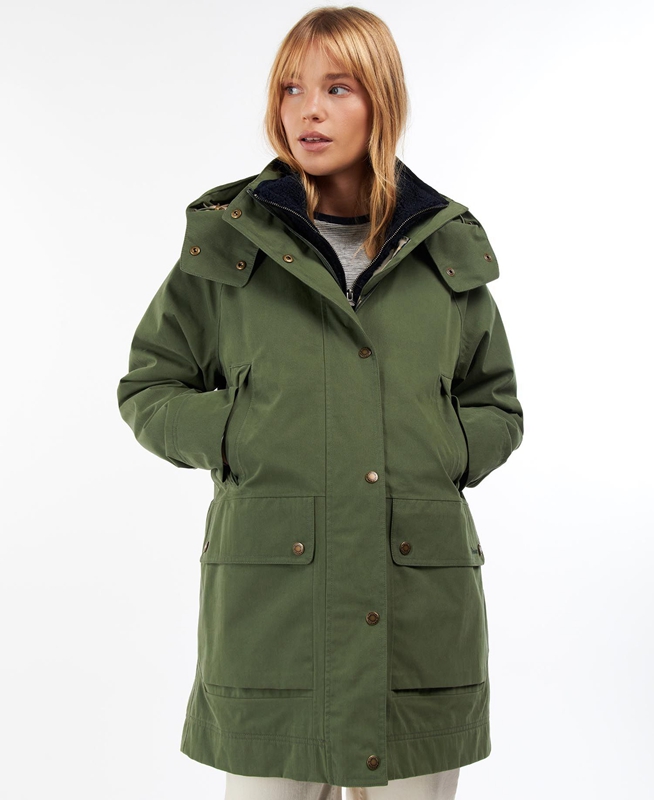 Barbour Clary Women's Waterproof Jackets Green | 314086-AEC