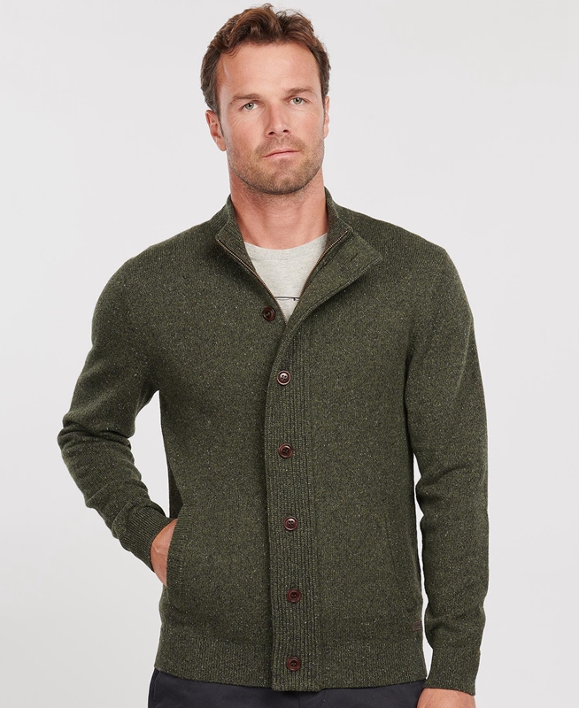 Barbour Essential Cardigan Tisbury Zip Through Men's Sweaters Green | 865140-FHE