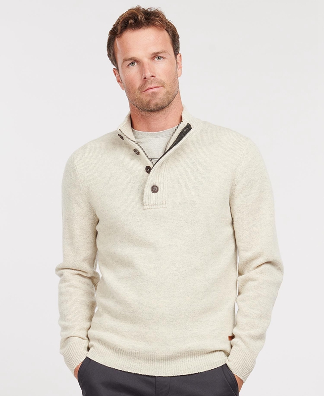 Barbour Essential Patch Half Zip Men's Sweaters Beige | 086159-NSH