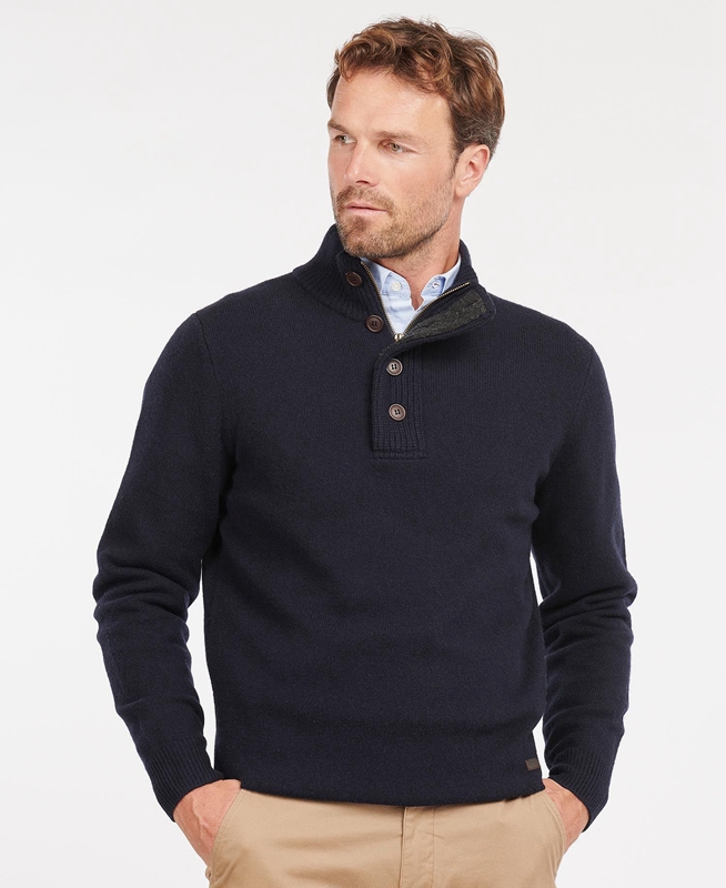 Barbour Essential Patch Half Zip Men's Sweaters Navy | 678459-IZN