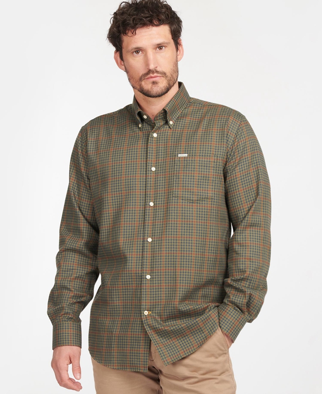 Barbour Hemd Henderson Thermo Weave Men's Shirts Olive | 853174-LEO
