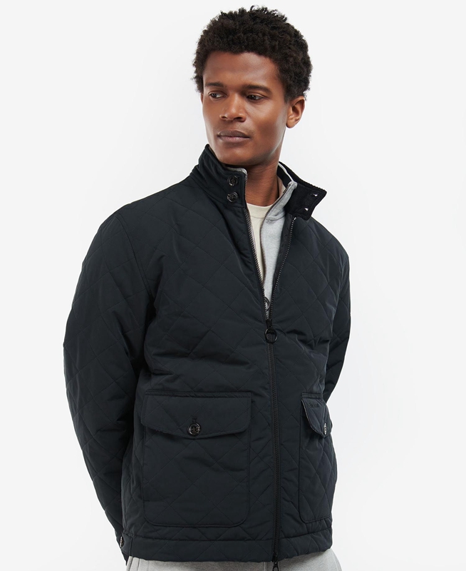 Barbour Hitchen Men's Quilted Jackets Black | 736142-ZQI