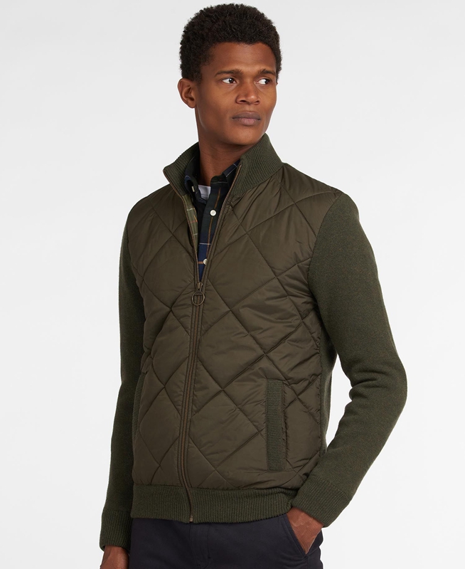 Barbour Jacke Arch Diamond Quilt Knit Men's Sweaters Olive | 184539-XHD