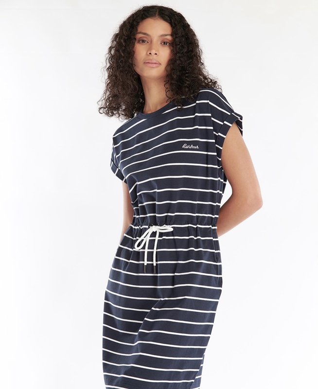 Barbour Marlo Stripe Women's Dress Navy | 102695-ZOM