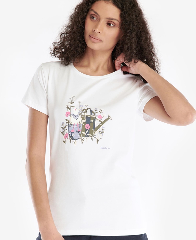 Barbour Melrose Women's T Shirts White | 846051-ZNB