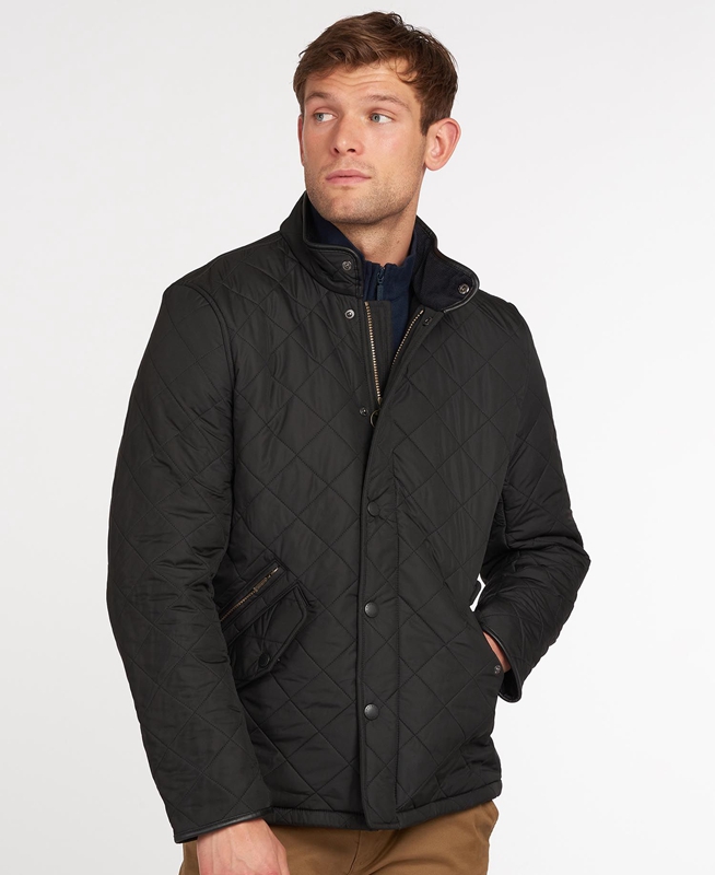 Barbour Powell Men's Quilted Jackets Black | 643952-WFB