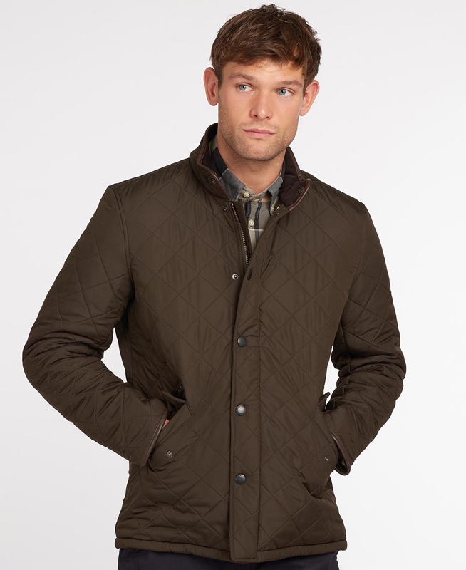 Barbour Powell Men's Quilted Jackets Olive | 084163-IDM
