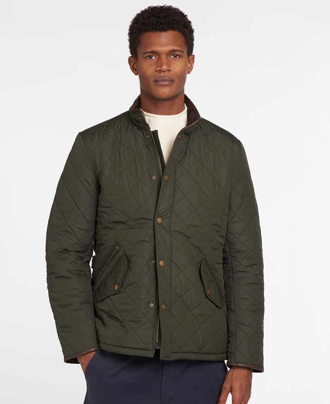 Barbour Powell Men's Quilted Jackets Olive | 128695-GIL