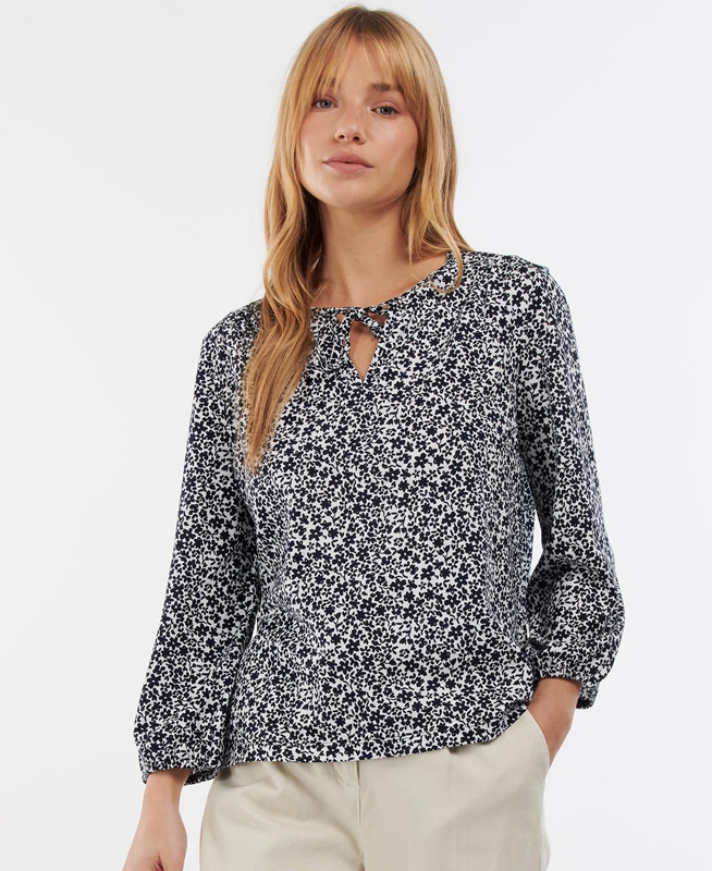 Barbour Seaholly Top Women's T Shirts White | 675038-WHA