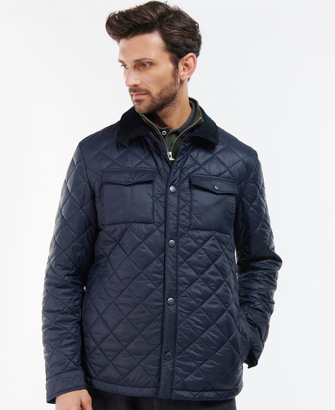Barbour Shirt Men's Quilted Jackets Navy | 068291-YOI