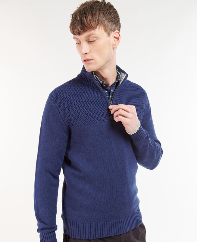 Barbour Shoal Half Zip Men's Sweaters Blue | 795612-DZY