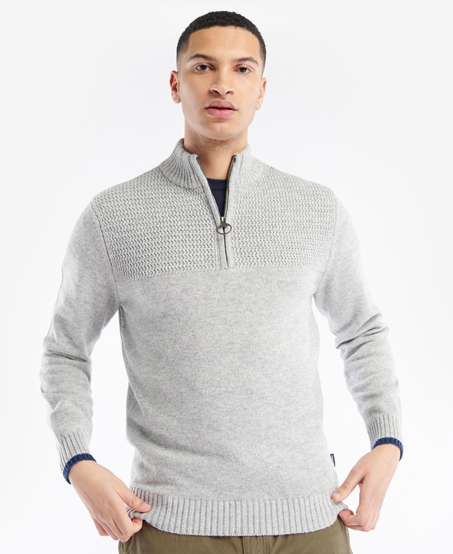 Barbour Shoal Half Zip Men's Sweaters Grey | 596074-ABF