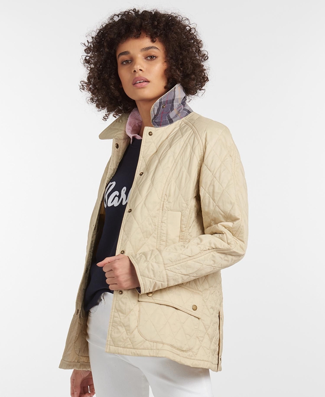 Barbour Summer Beadnell Women's Quilted Jackets Cream | 205478-MBZ