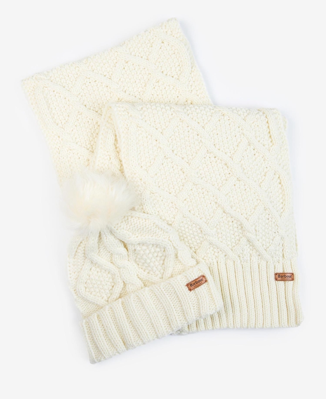 Barbour ridley beanie and scarf Women's Hats Cream | 864325-ZRX