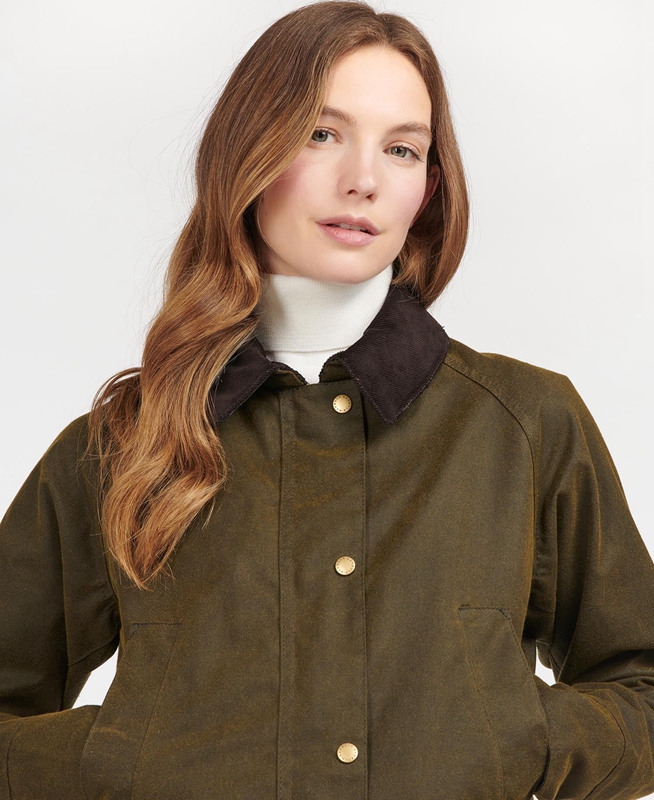 Barbour Acorn Waxed Cotton Women's Waxed Jackets Green | 698704-EOH