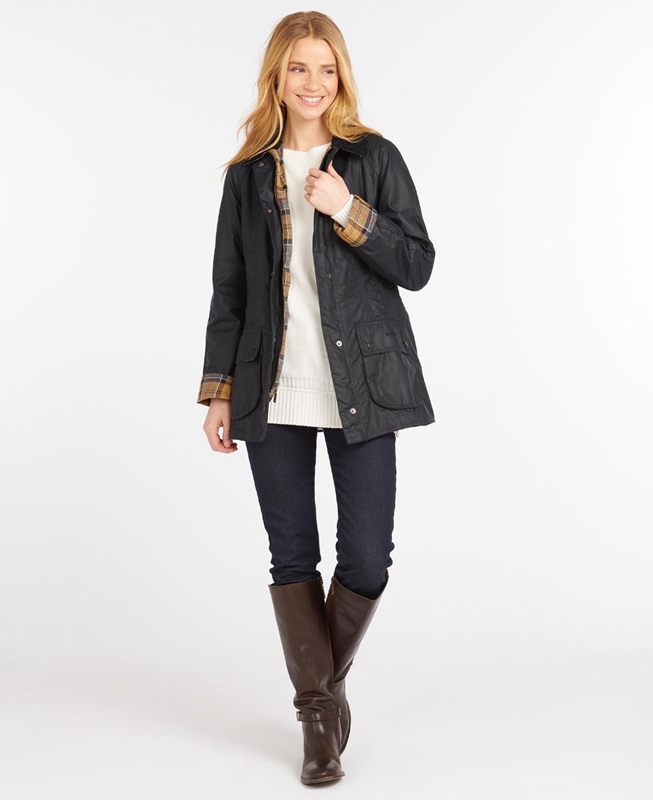 Barbour Beadnell® Women's Waxed Jackets Navy | 315764-BEP
