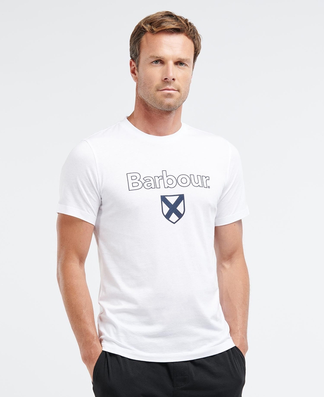 Barbour Cameron Men\'s T Shirts White | 507964-KPV