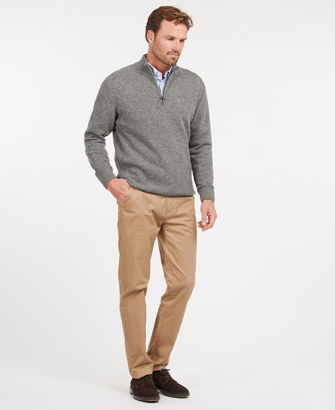 Barbour Essential Tisbury Half Zip Men's Sweaters Grey | 629547-SOX