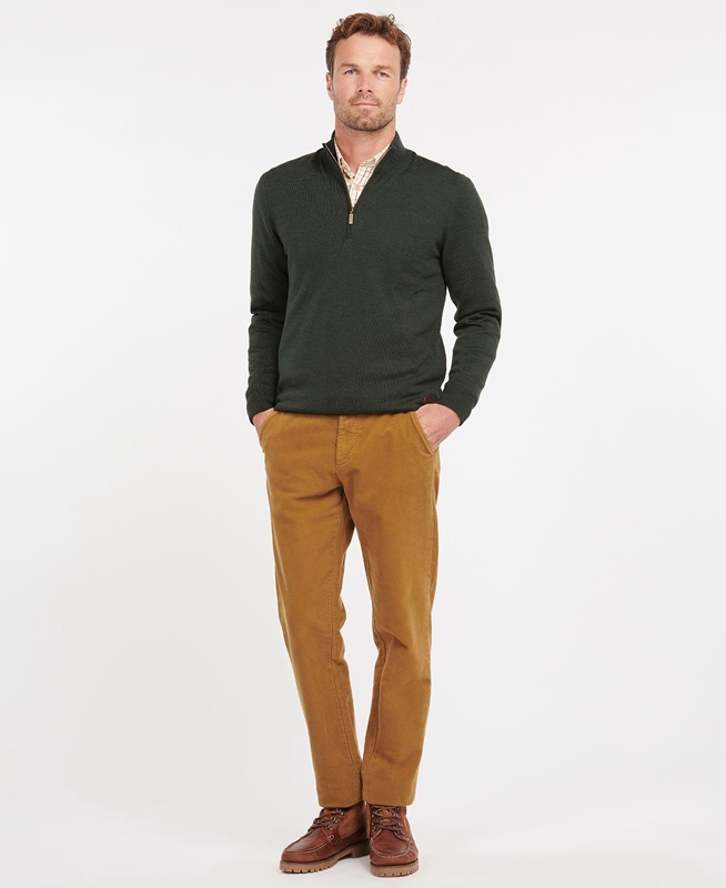 Barbour Gamlan Half Zip Men's Sweaters Green | 257093-CSH