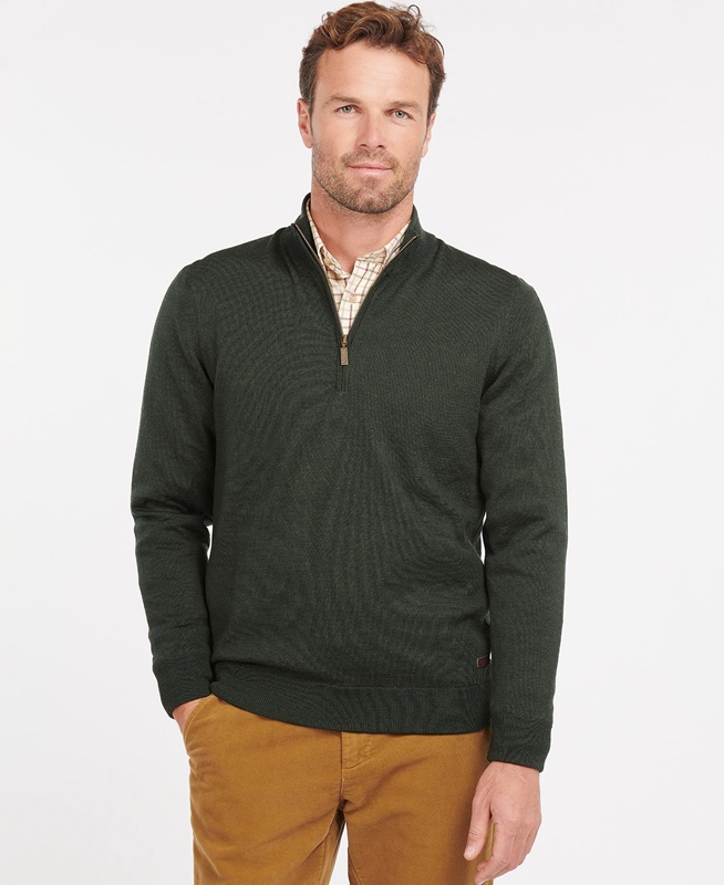 Barbour Gamlan Half Zip Men\'s Sweaters Green | 257093-CSH