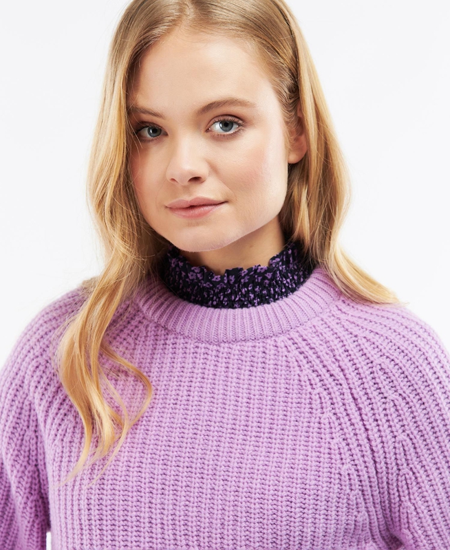 Barbour Hartley Knit Women's Sweaters Purple | 618452-JSR