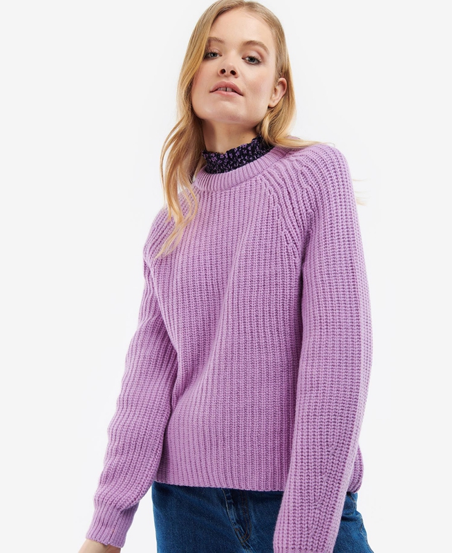 Barbour Hartley Knit Women\'s Sweaters Purple | 618452-JSR