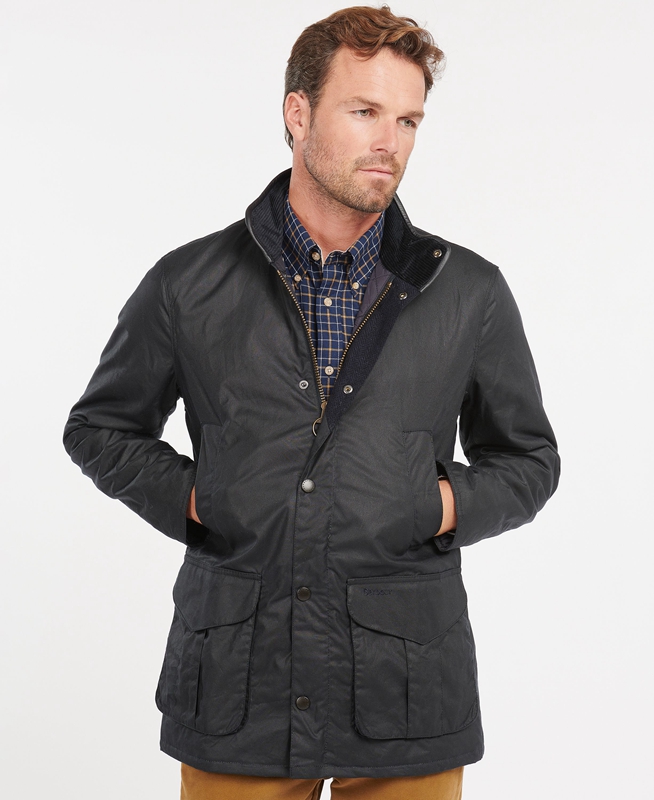 Barbour Hereford Men\'s Waxed Jackets Blue | 953240-EZX