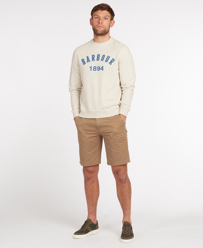 Barbour John Crew Neck Men's Sweatshirts Beige | 601532-QKS