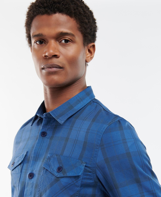 Barbour Overdyed Cannich Overshirt Men's Shirts Blue | 879026-WYX