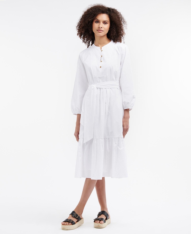 Barbour Philippa Women's Dress White | 539084-CNP