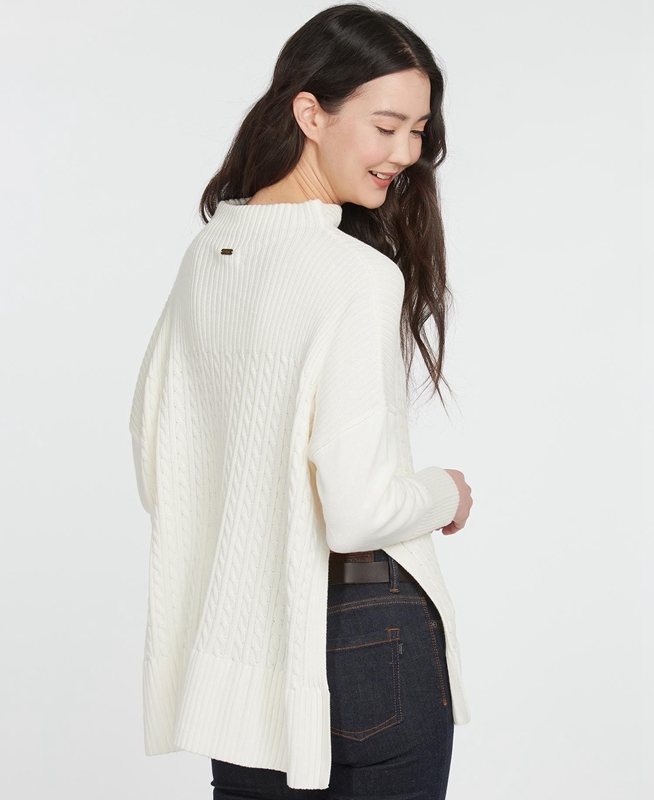 Barbour Stitch Guernsey Cape Women's Sweaters Cream | 804395-YLP