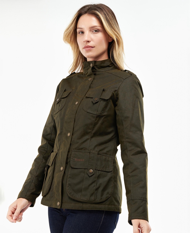 Barbour Winter Defence Women's Waxed Jackets Green | 064213-VZG