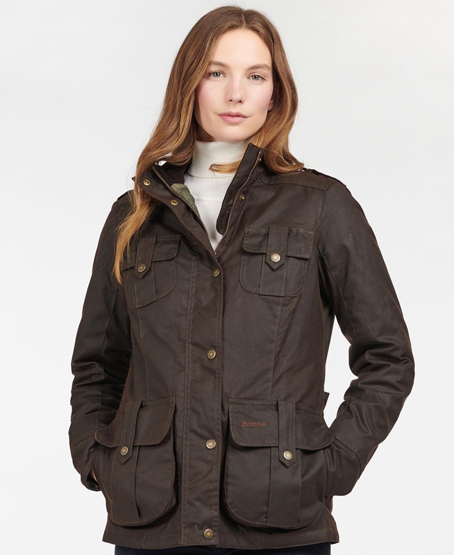 Barbour Winter Defence Women\'s Waxed Jackets Brown | 398567-BGT