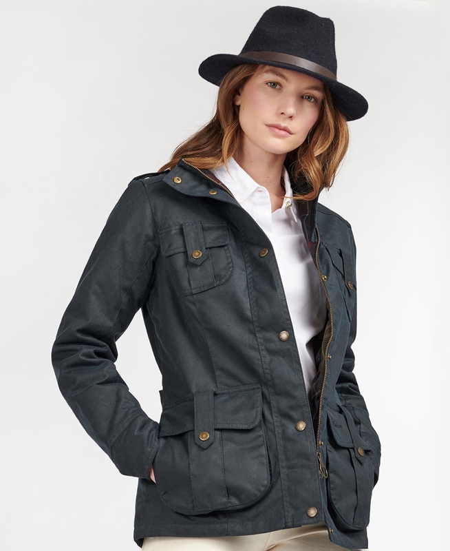 Barbour Winter Defence Women\'s Waxed Jackets Blue | 762108-LOX