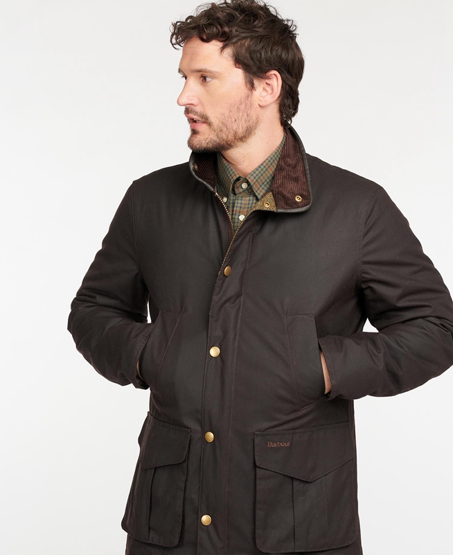 Barbour Hereford Men's Waxed Jackets Brown | 863459-WKU