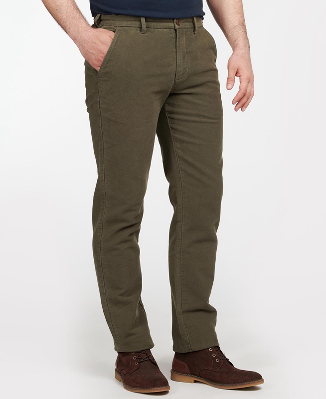 Barbour Neuston Moleskin Trouser Men's Pants Olive | 820175-MVJ